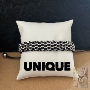 Joseph Nogucci Black Cord and Metal Drawstring Bracelet